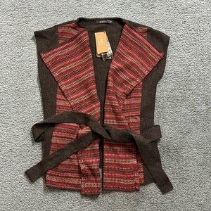 NEW Sol Alpaca Belted Sleeveless Cardigan 100% Baby Alpaca women’s XS